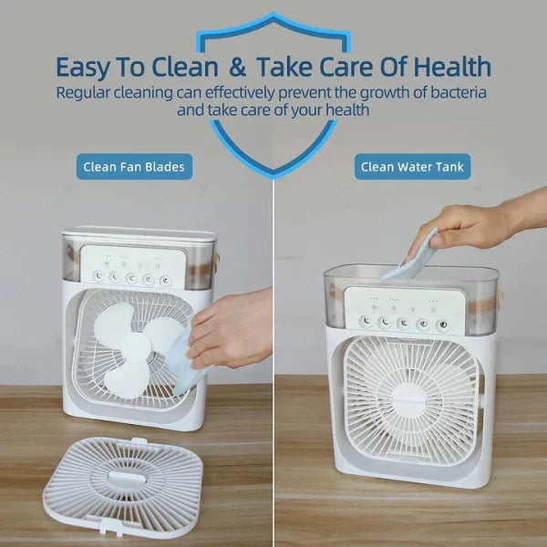 Portable Air Conditioner Fan  With Led Night Light,  And Humidifier Function
