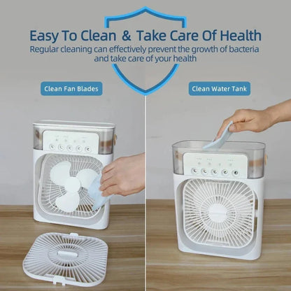 Portable Air Conditioner Fan  With Led Night Light,  And Humidifier Function