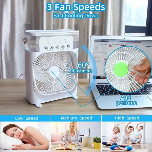 Portable Air Conditioner Fan  With Led Night Light,  And Humidifier Function