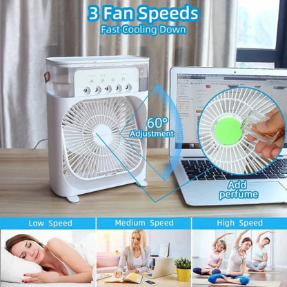 Portable Air Conditioner Fan  With Led Night Light,  And Humidifier Function